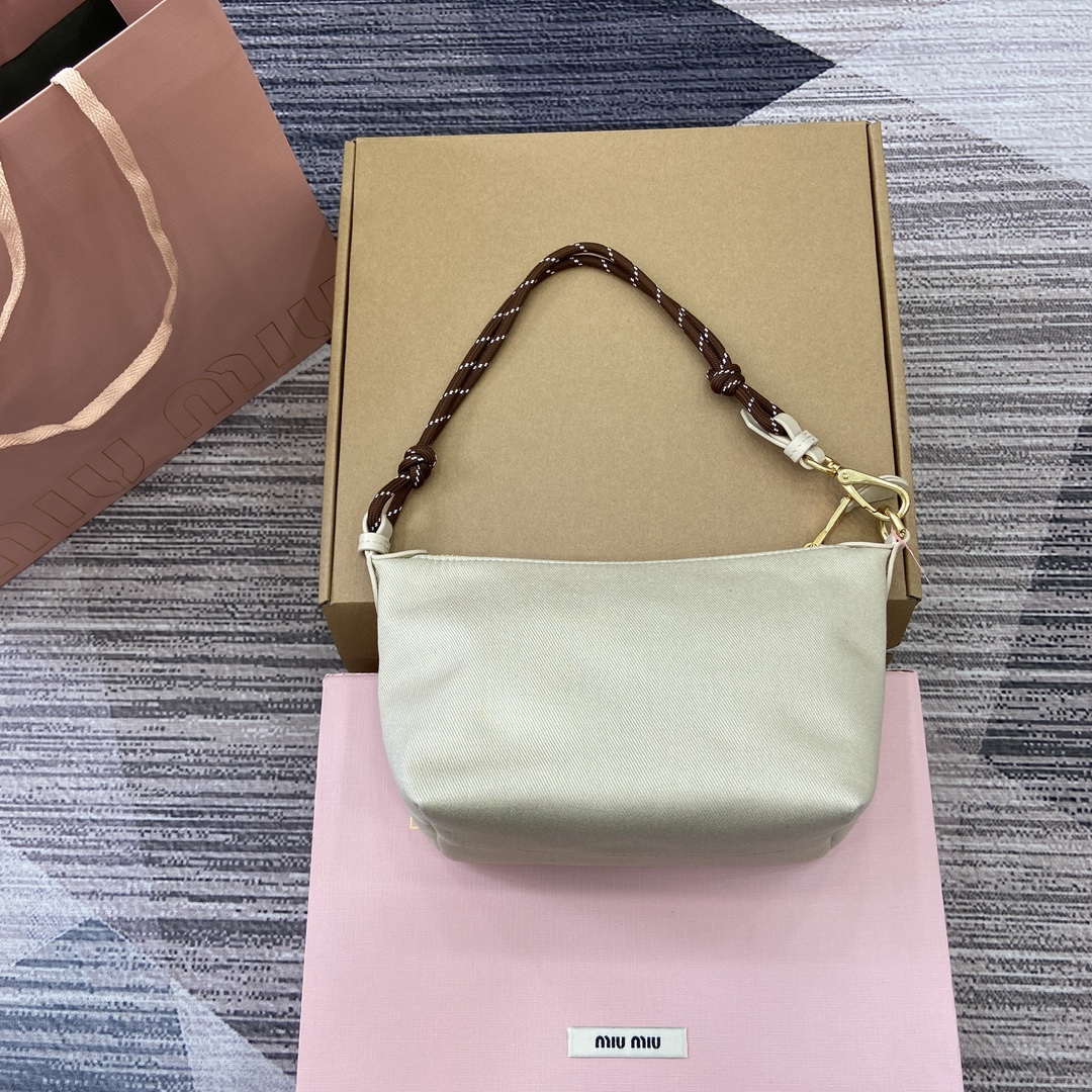 MiuMiu 5NE841 Gabardine Pouch Bag Plaster White/Chalk White | miumiu 5ne841 gabardine pouch bag plaster white chalk white 2