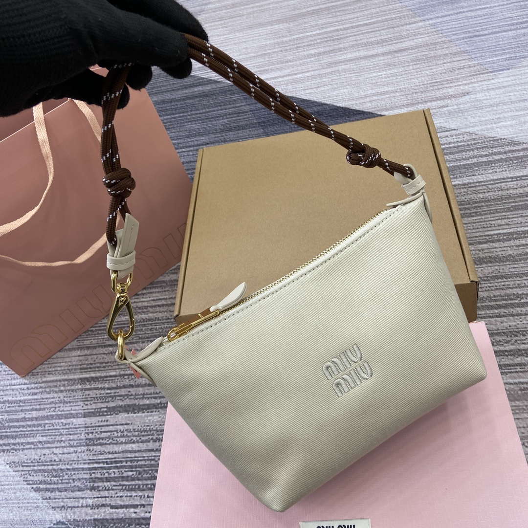 MiuMiu 5NE841 Gabardine Pouch Bag Plaster White/Chalk White | miumiu 5ne841 gabardine pouch bag plaster white chalk white 4