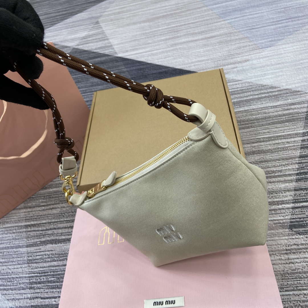 MiuMiu 5NE841 Gabardine Pouch Bag Plaster White/Chalk White | miumiu 5ne841 gabardine pouch bag plaster white chalk white 7
