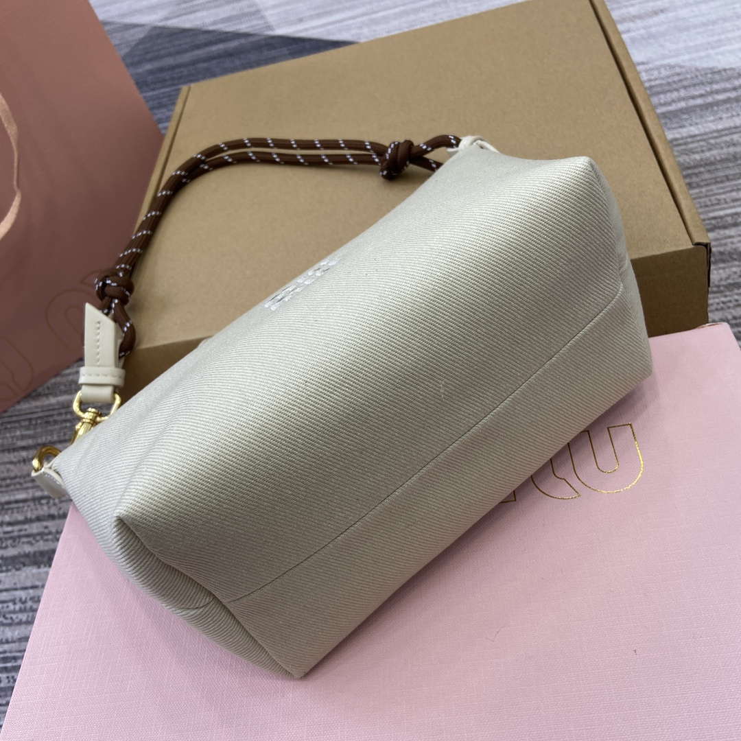 MiuMiu 5NE841 Gabardine Pouch Bag Plaster White/Chalk White | miumiu 5ne841 gabardine pouch bag plaster white chalk white 8
