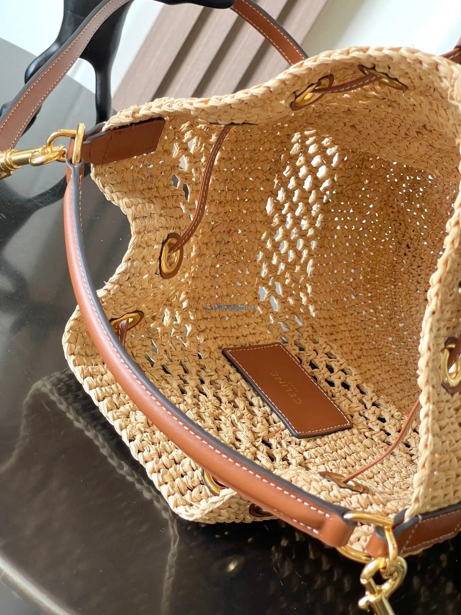 celine 117862 clara classic panier in raffia and calfskin natural 6 Celine 117862 Clara Classic Panier In Raffia And Calfskin Natural | celine 10m432 clara classic panier in raffia and calfskin natural 07