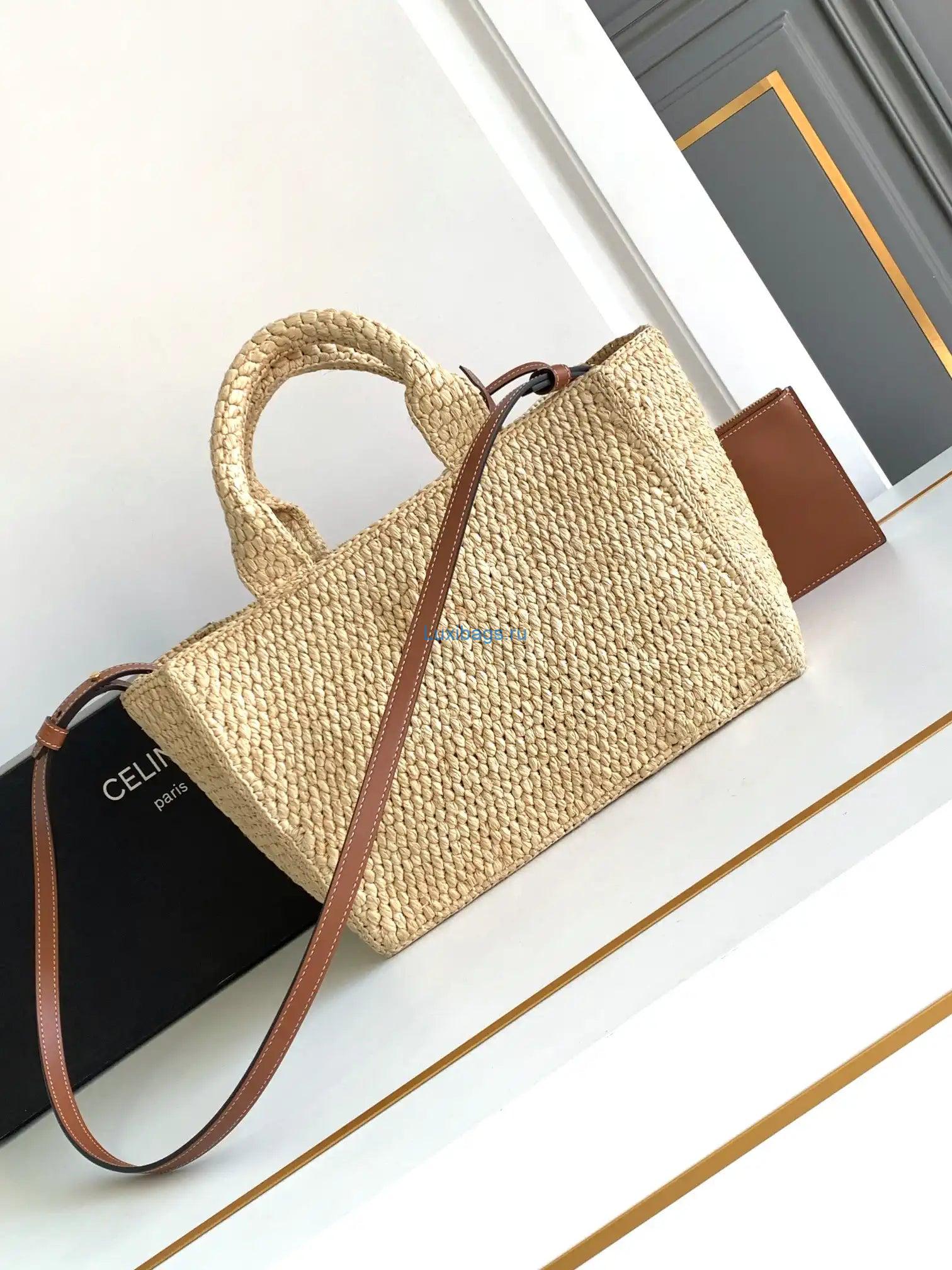 celine 199162 tote classic panier in raffia and calfskin natural & brown 2 Celine 199162 Tote Classic Panier In Raffia And Calfskin Natural & Brown | celine 199162 tote classic panier in raffia and calfskin natural 03