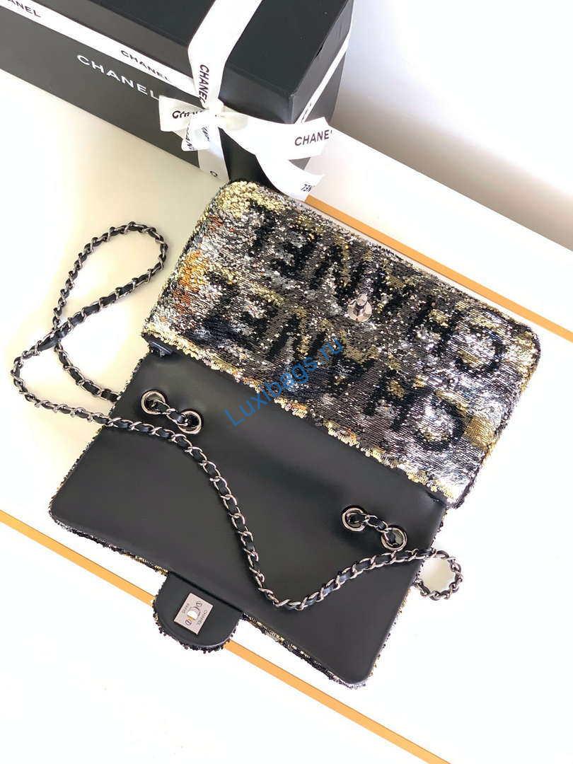 chanel a01112 flap classic 11.12 handbag 24s letter shape black shiny sequin 5 Chanel A01112 Flap Classic 11.12 Handbag 24S letter shape Black shiny sequin | chanel a01112 flap classic 11 12 handbag 24s letter shape black shiny sequin 05