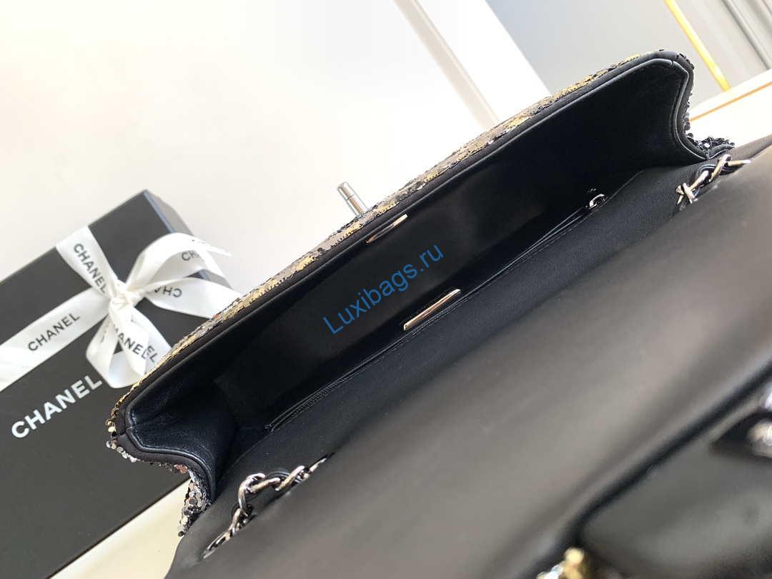 chanel a01112 flap classic 11.12 handbag 24s letter shape black shiny sequin 7 Chanel A01112 Flap Classic 11.12 Handbag 24S letter shape Black shiny sequin | chanel a01112 flap classic 11 12 handbag 24s letter shape black shiny sequin 07