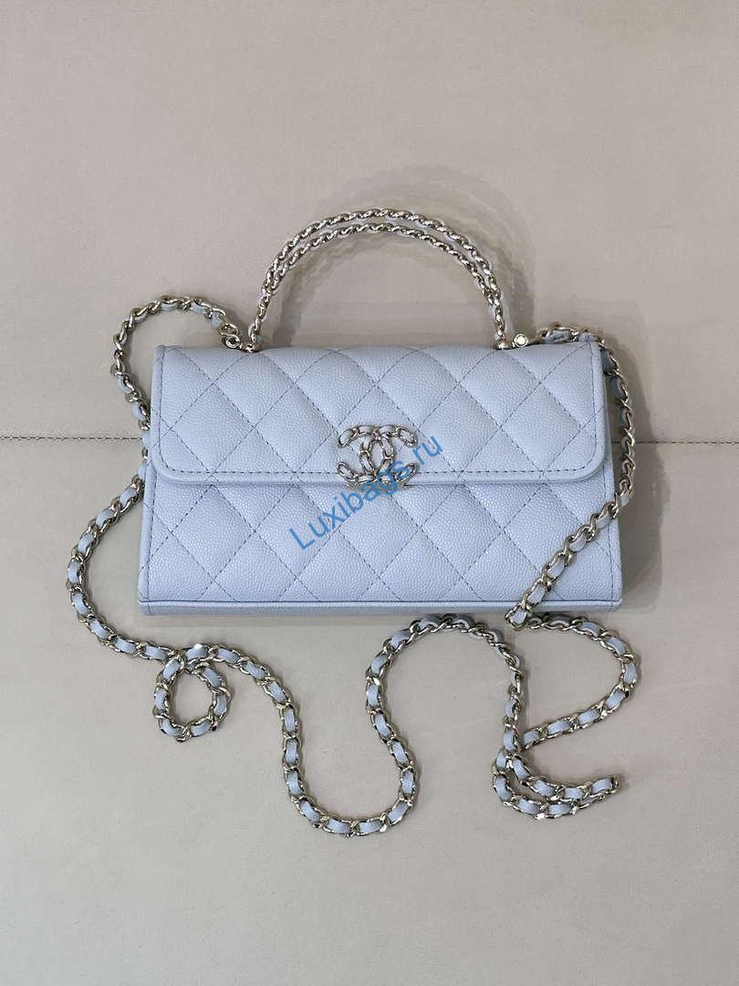 Chanel AP3238 Phone Holder with Chain Grained Shiny Calfskin Black | chanel ap3238 phone holder with chain blue 02