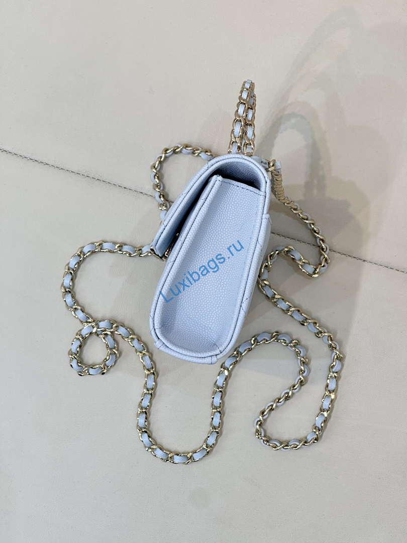 Chanel AP3238 Phone Holder with Chain Grained Shiny Calfskin Black | chanel ap3238 phone holder with chain blue 05