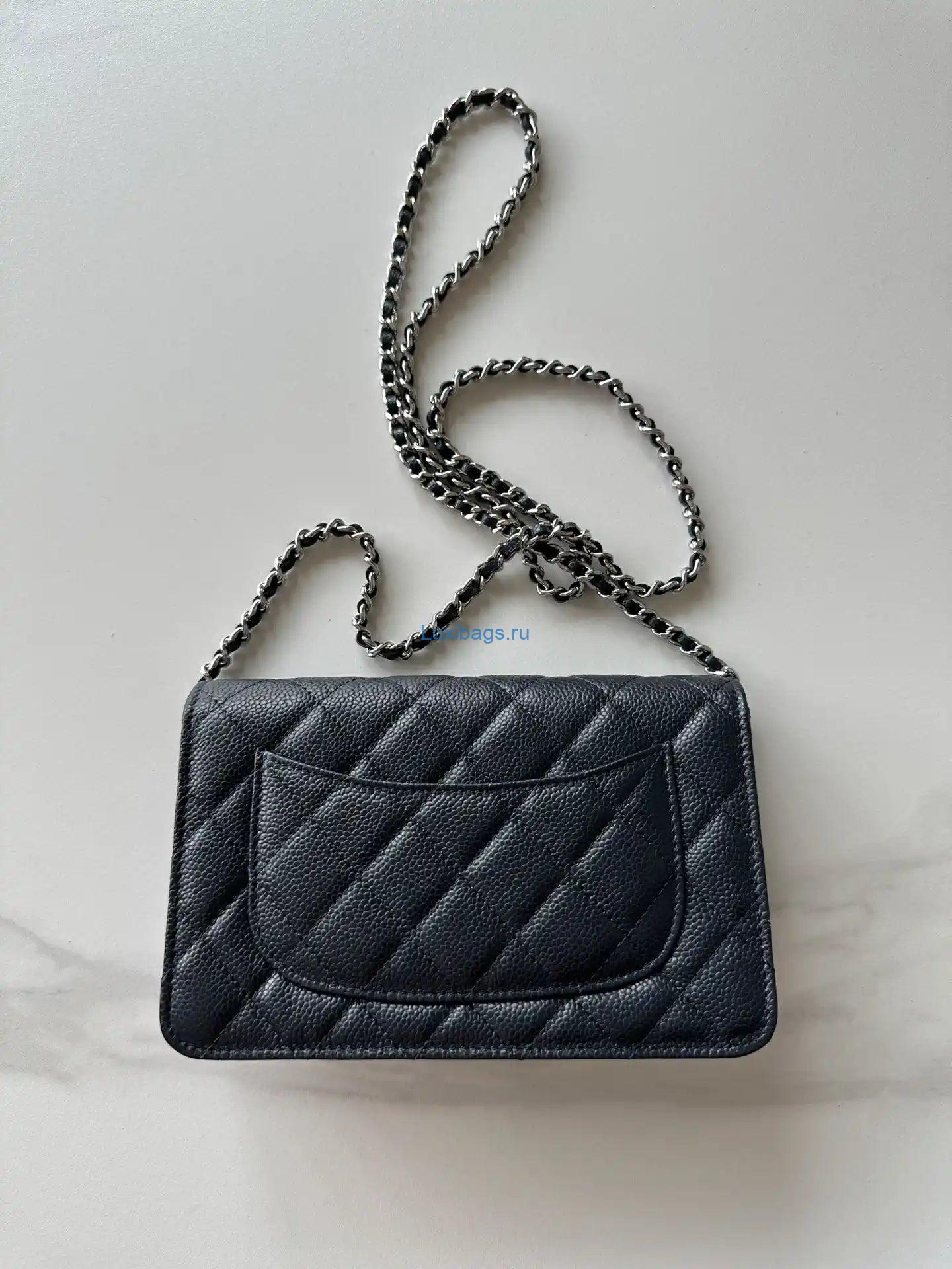 Chanel AP4241 Classic Wallet On Chain Grained Shiny Calfskin Navy Blue | chanel ap4241 classic wallet on chain grained shiny calfskin 131