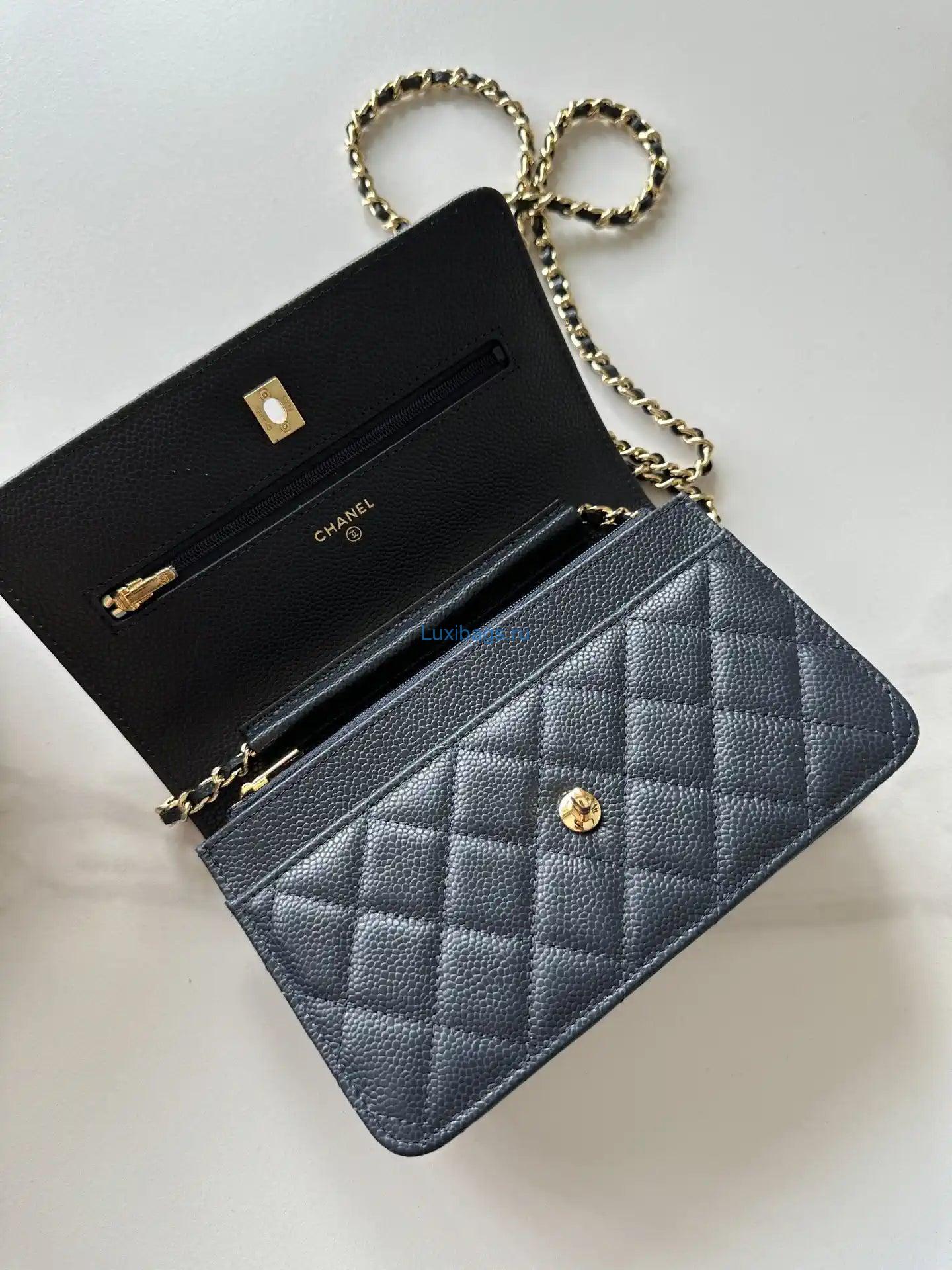 Chanel AP4241 Classic Wallet On Chain Grained Shiny Calfskin Navy Blue | chanel ap4241 classic wallet on chain grained shiny calfskin 142