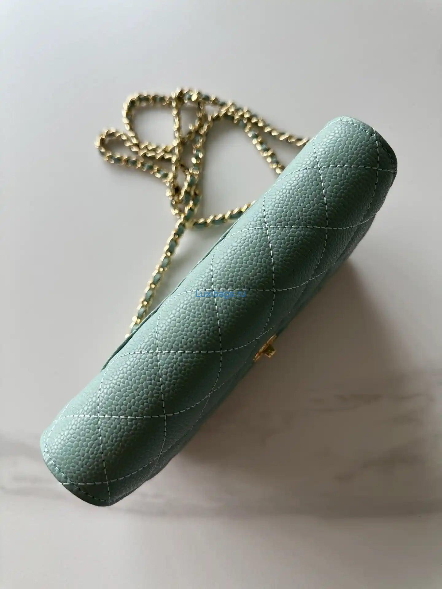 Chanel AP4241 Classic Wallet On Chain Grained Shiny Calfskin Light Blue | chanel ap4241 classic wallet on chain grained shiny calfskin 151