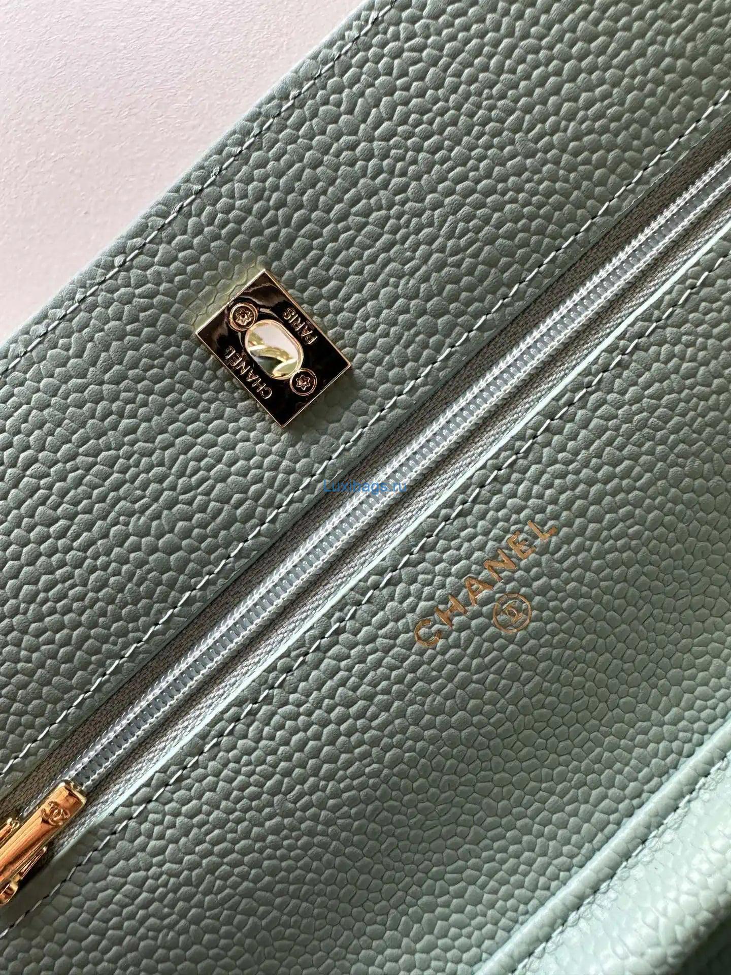 Chanel AP4241 Classic Wallet On Chain Grained Shiny Calfskin Light Blue | chanel ap4241 classic wallet on chain grained shiny calfskin 154