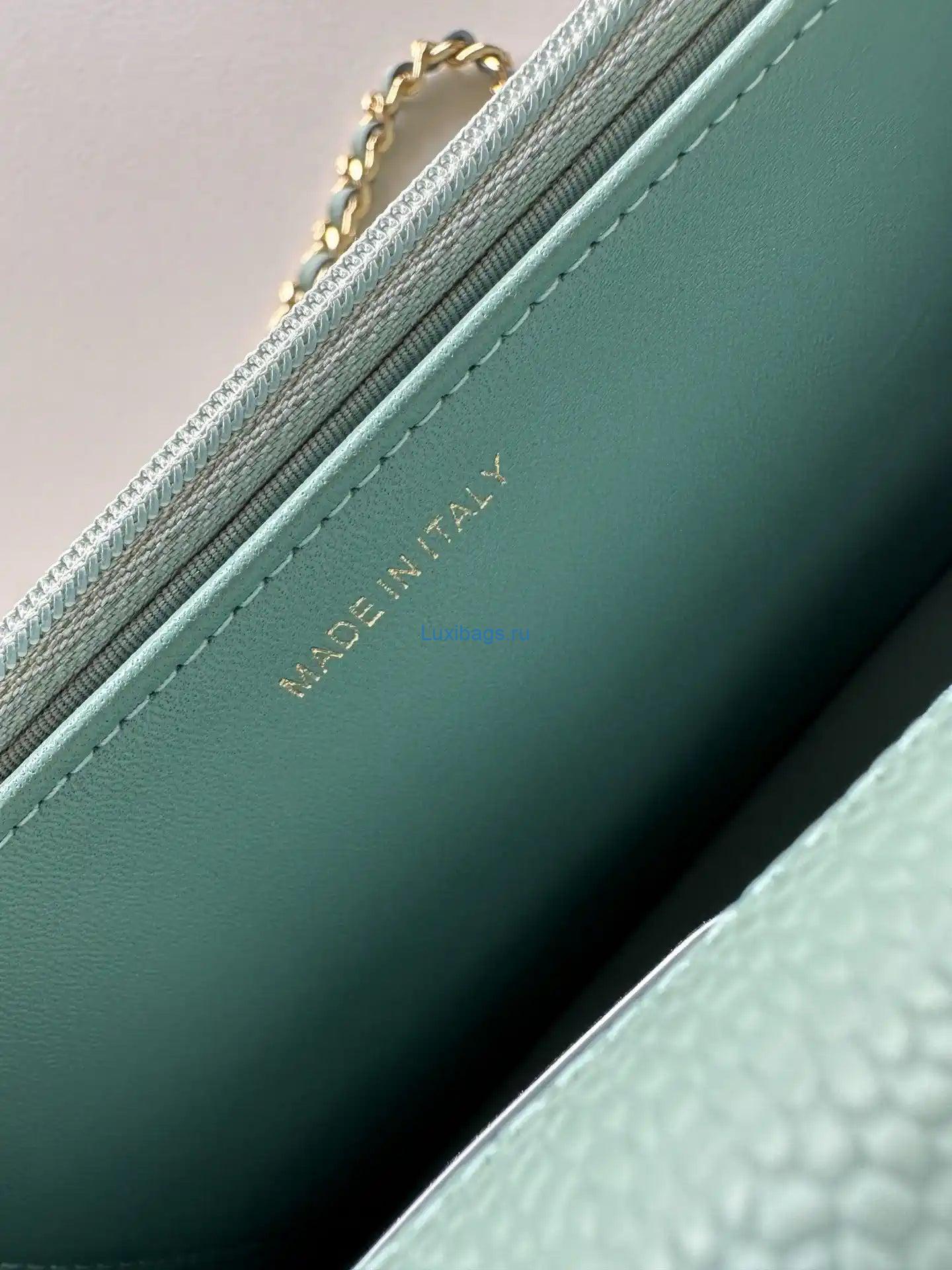 Chanel AP4241 Classic Wallet On Chain Grained Shiny Calfskin Light Blue | chanel ap4241 classic wallet on chain grained shiny calfskin 157