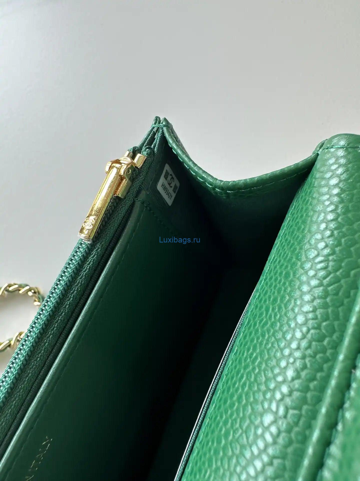 Chanel AP4241 Classic Wallet On Chain Grained Shiny Calfskin Deep Green | chanel ap4241 classic wallet on chain grained shiny calfskin 193