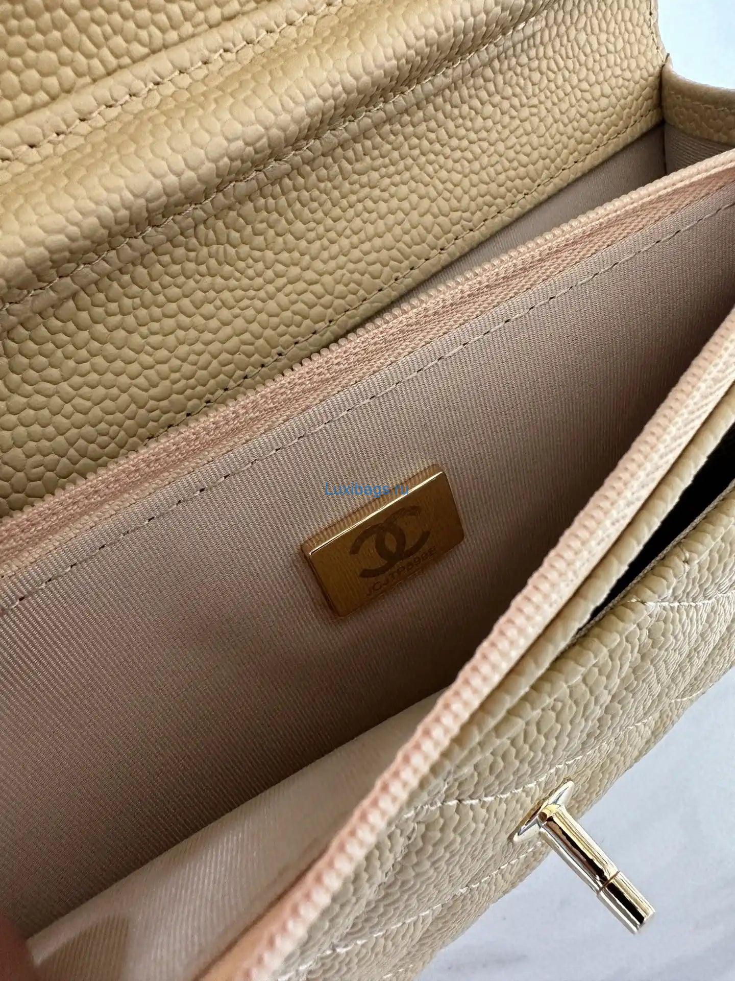 Chanel AP4241 Classic Wallet On Chain Grained Shiny Calfskin Apricot | chanel ap4241 classic wallet on chain grained shiny calfskin 28