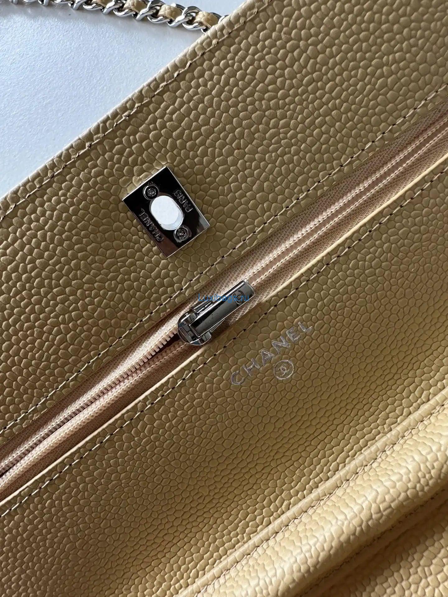 Chanel AP4241 Classic Wallet On Chain Grained Shiny Calfskin Apricot | chanel ap4241 classic wallet on chain grained shiny calfskin 33