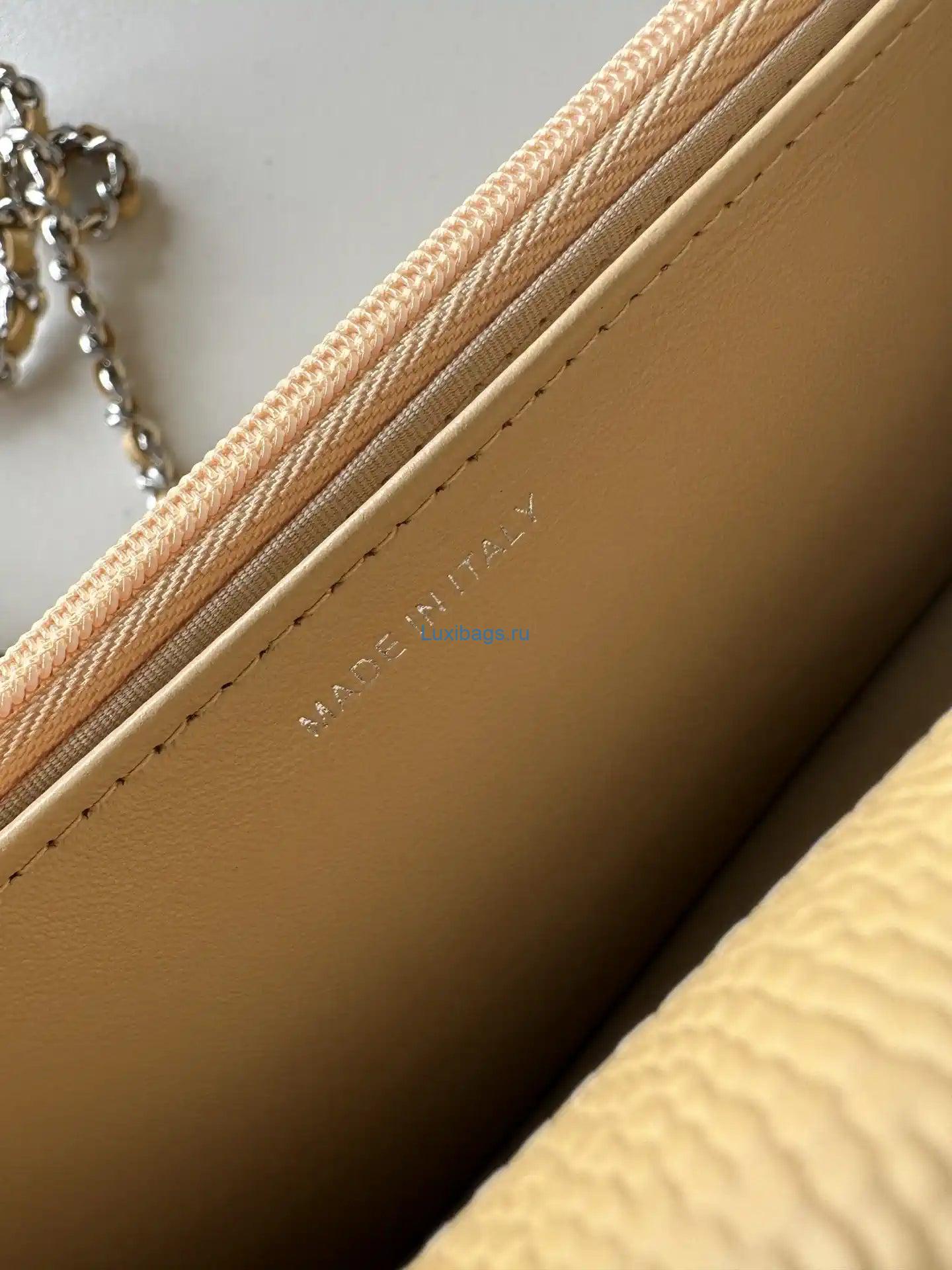 Chanel AP4241 Classic Wallet On Chain Grained Shiny Calfskin Apricot | chanel ap4241 classic wallet on chain grained shiny calfskin 35