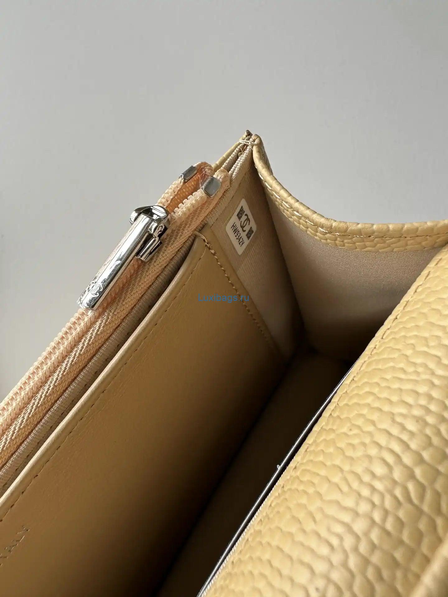 Chanel AP4241 Classic Wallet On Chain Grained Shiny Calfskin Apricot | chanel ap4241 classic wallet on chain grained shiny calfskin 36