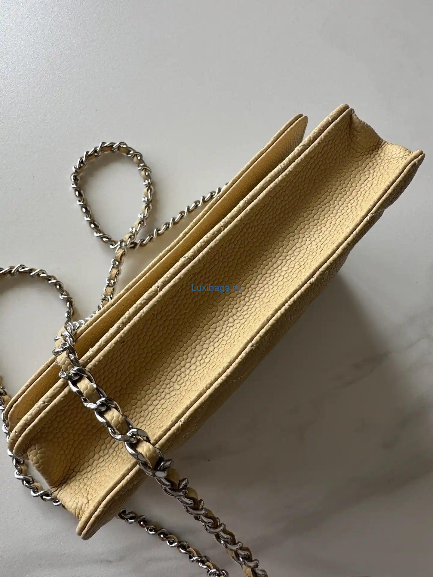 Chanel AP4241 Classic Wallet On Chain Grained Shiny Calfskin Apricot | chanel ap4241 classic wallet on chain grained shiny calfskin 37