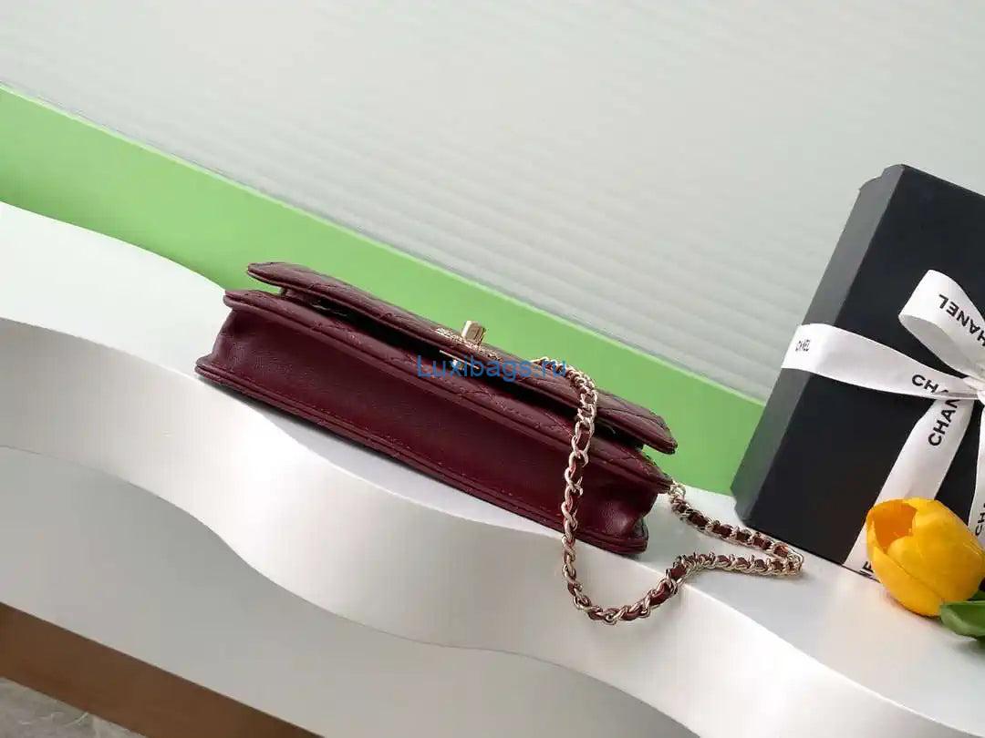 Chanel AP4323 Wallet On Chain Lambskin Diamanté Gold Wine Red | chanel ap4323 wallet on chain lambskin diamante gold wine red 04