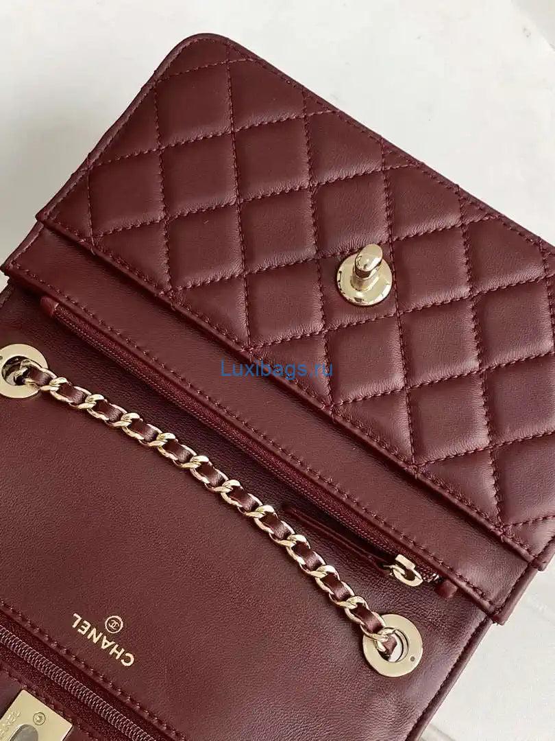 chanel ap4323 wallet on chain lambskin diamanté gold wine red 8 Chanel AP4323 Wallet On Chain Lambskin Diamanté Gold Wine Red | chanel ap4323 wallet on chain lambskin diamante gold wine red 08