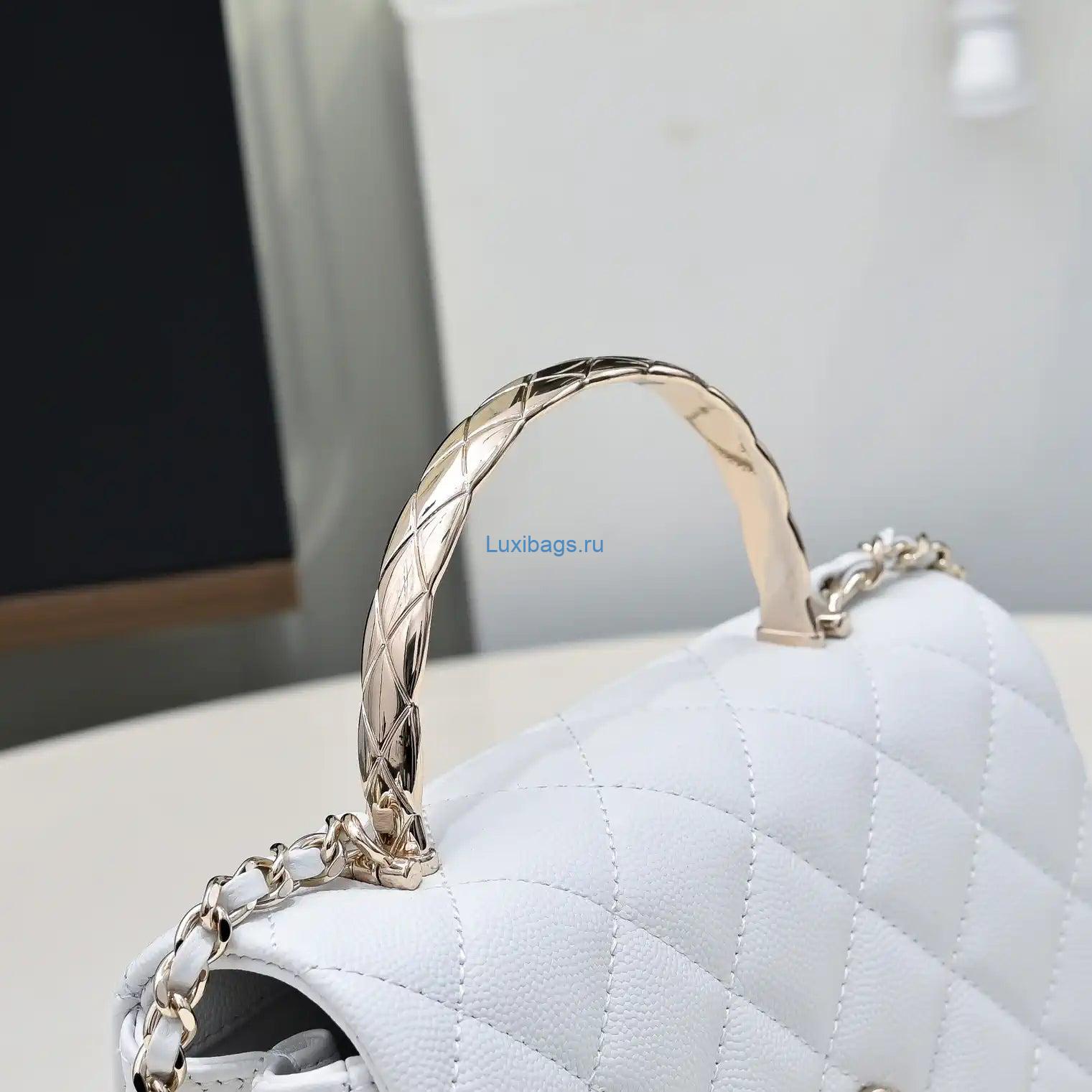 Chanel Crush Handle box Bag Calfskin AS4591 White | chanel crush handle box bag calfskin as4591 32