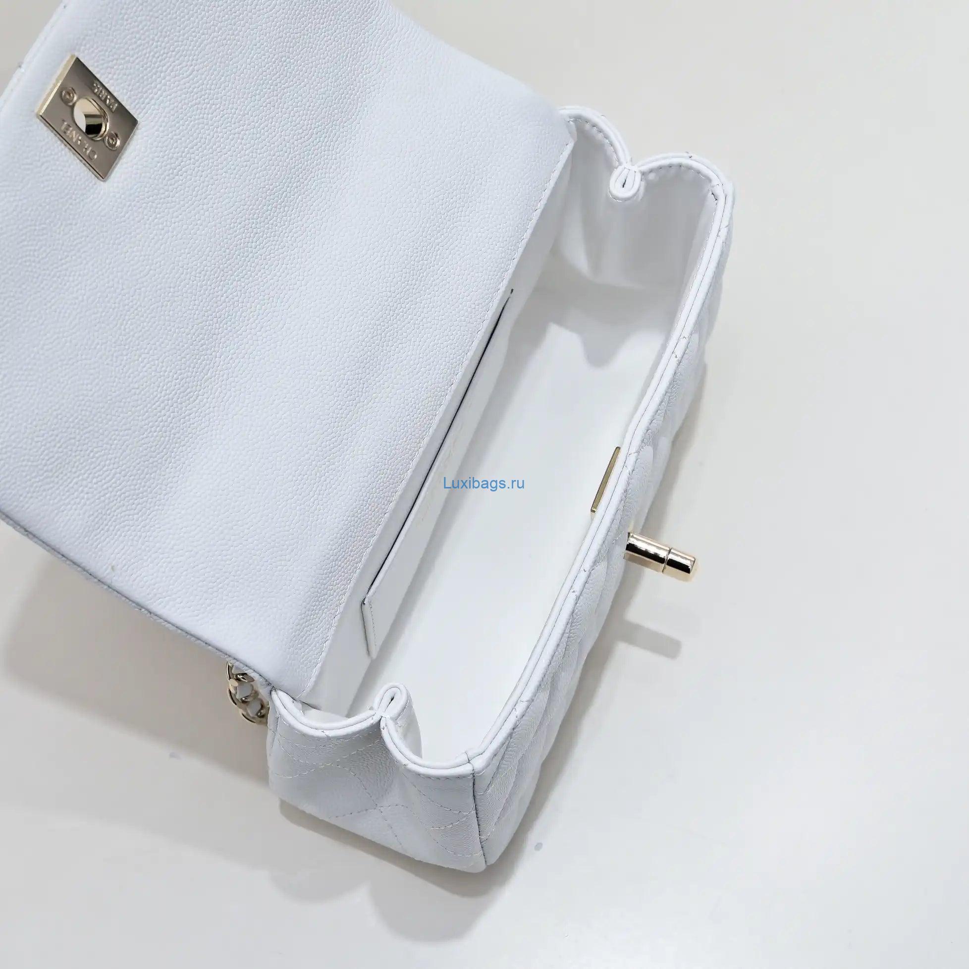 Chanel Crush Handle box Bag Calfskin AS4591 White | chanel crush handle box bag calfskin as4591 34