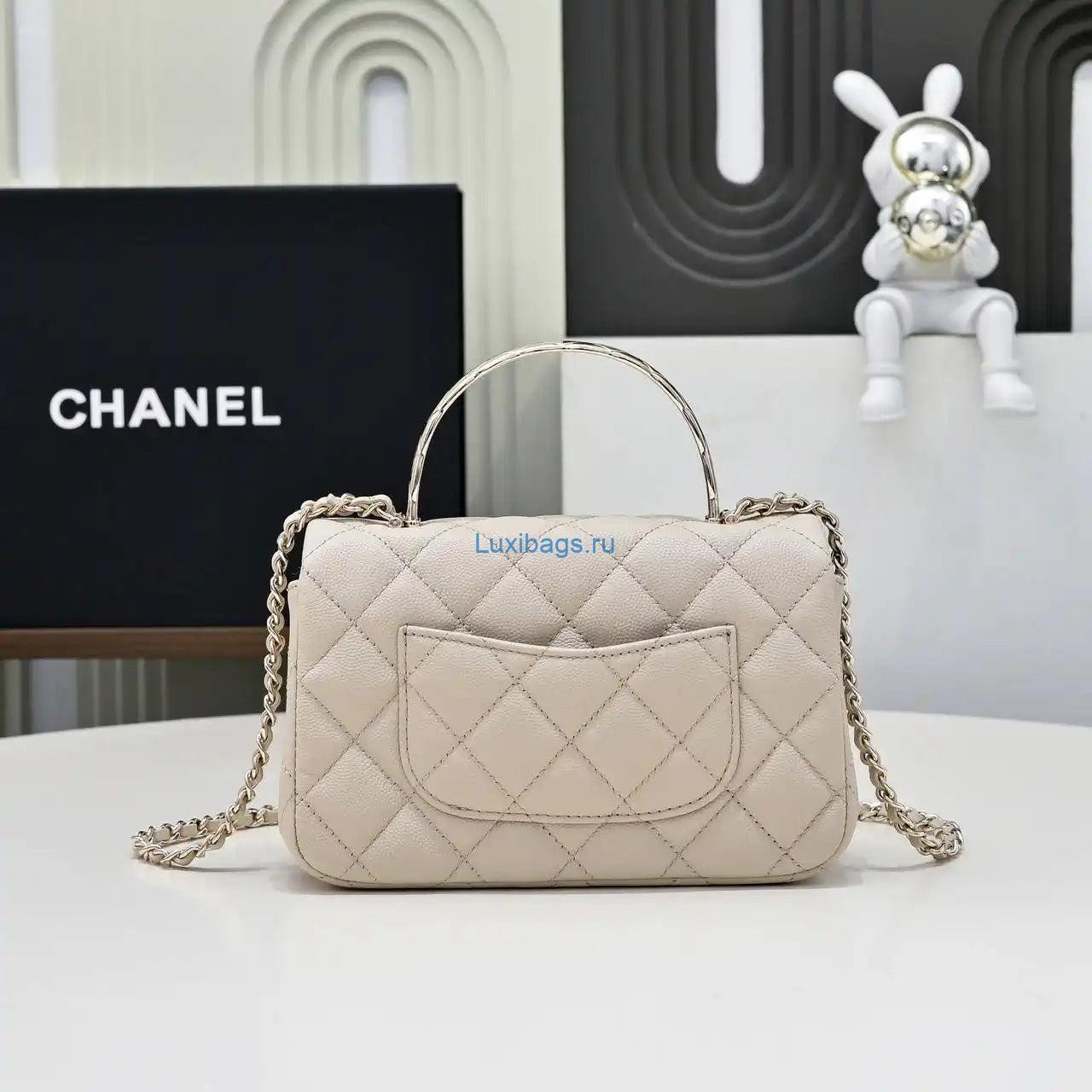 Chanel Crush Handle box Bag Calfskin AS4591 Apricot | chanel crush handle box bag calfskin as4591 apricot 01