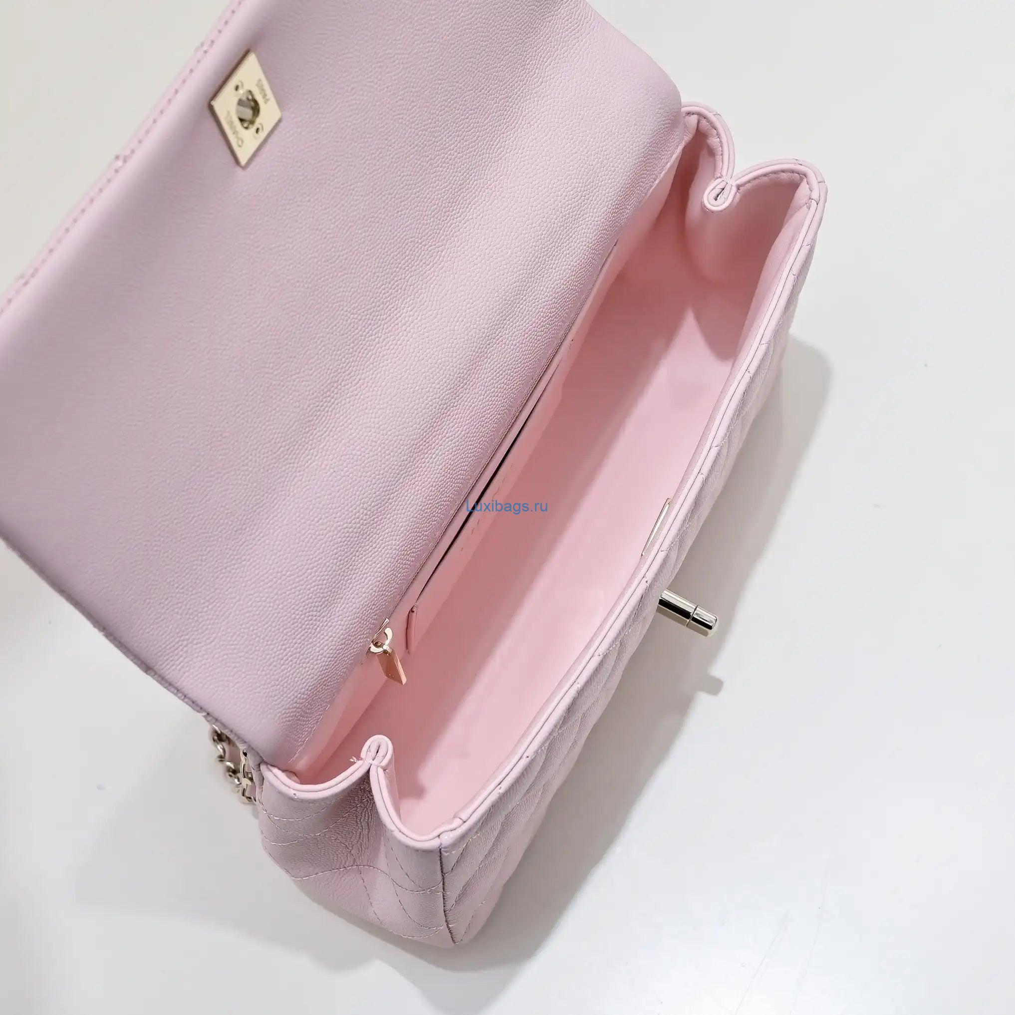 Chanel Crush Handle box Bag Calfskin AS5554 Pink | chanel crush handle box bag lambskin as5554 07