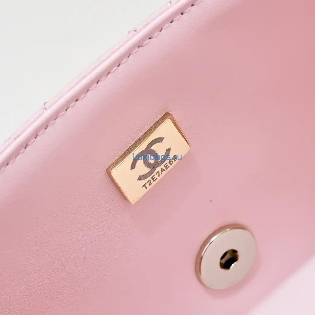 Chanel Crush Handle box Bag Calfskin AS5554 Pink | chanel crush handle box bag lambskin as5554 08