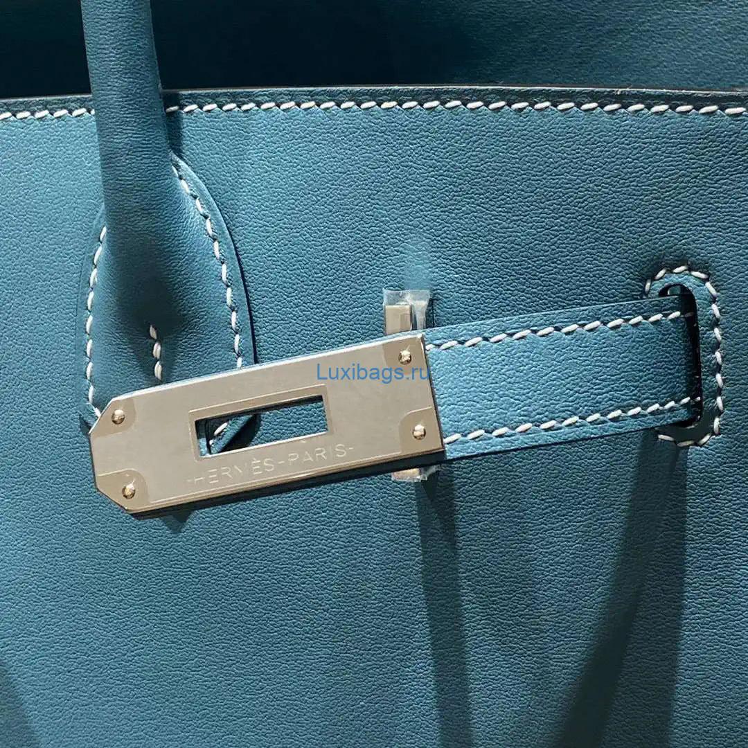Hermes Shoulder Birkin Light 29 Blue Evercolor Palladium Hardware H92201 | hermes shoulder birkin light 29 blue evercolor palladium hardware 006
