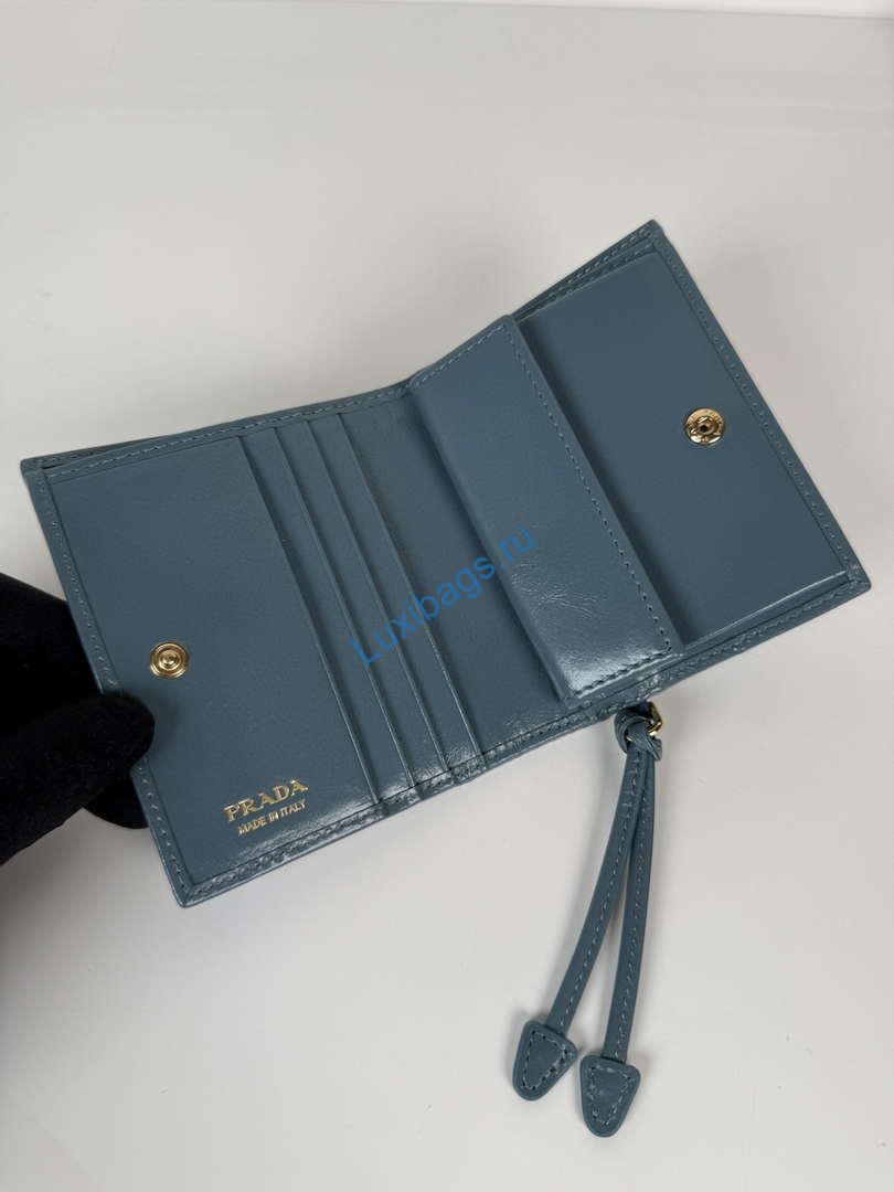 Prada 1MV204 Small shiny Leather Wallet light Blue | prada 1mv204 small saffiano leather wallet ligth blue 13