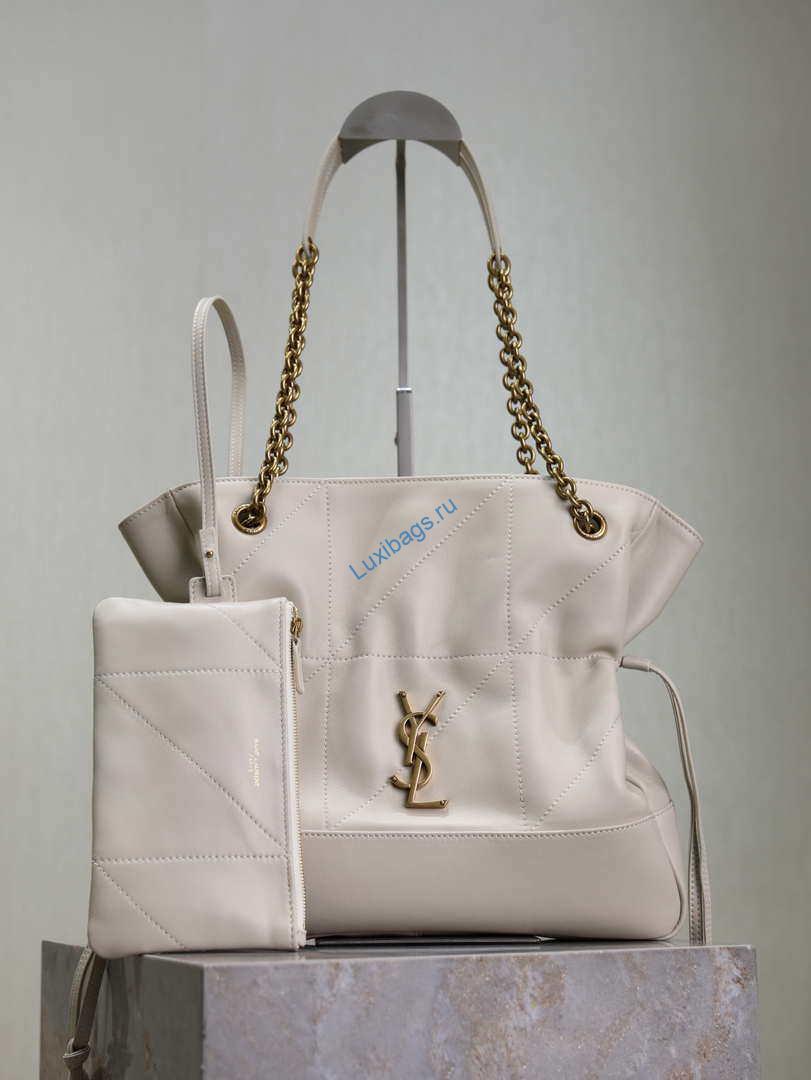 YSL 833948 JAMIE 4.3 Small SHOPPING in lambskin White