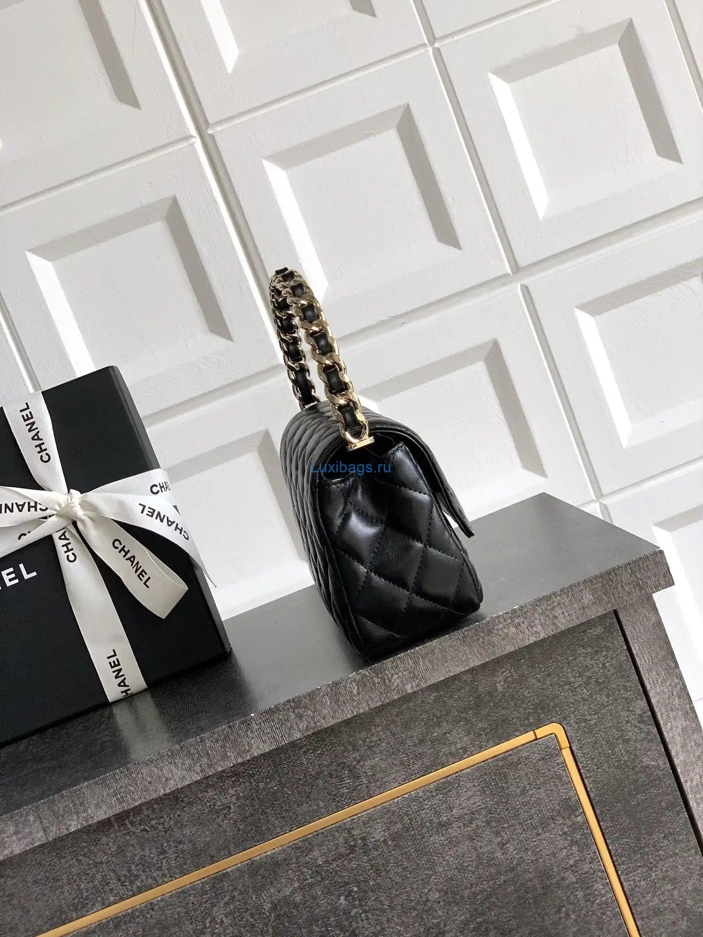 chanel evening with handle bag lambskin as6675 black 1 Chanel Evening with Handle Bag Lambskin AS6675 Black | chanel evening with handle bag patent leather as6675 21