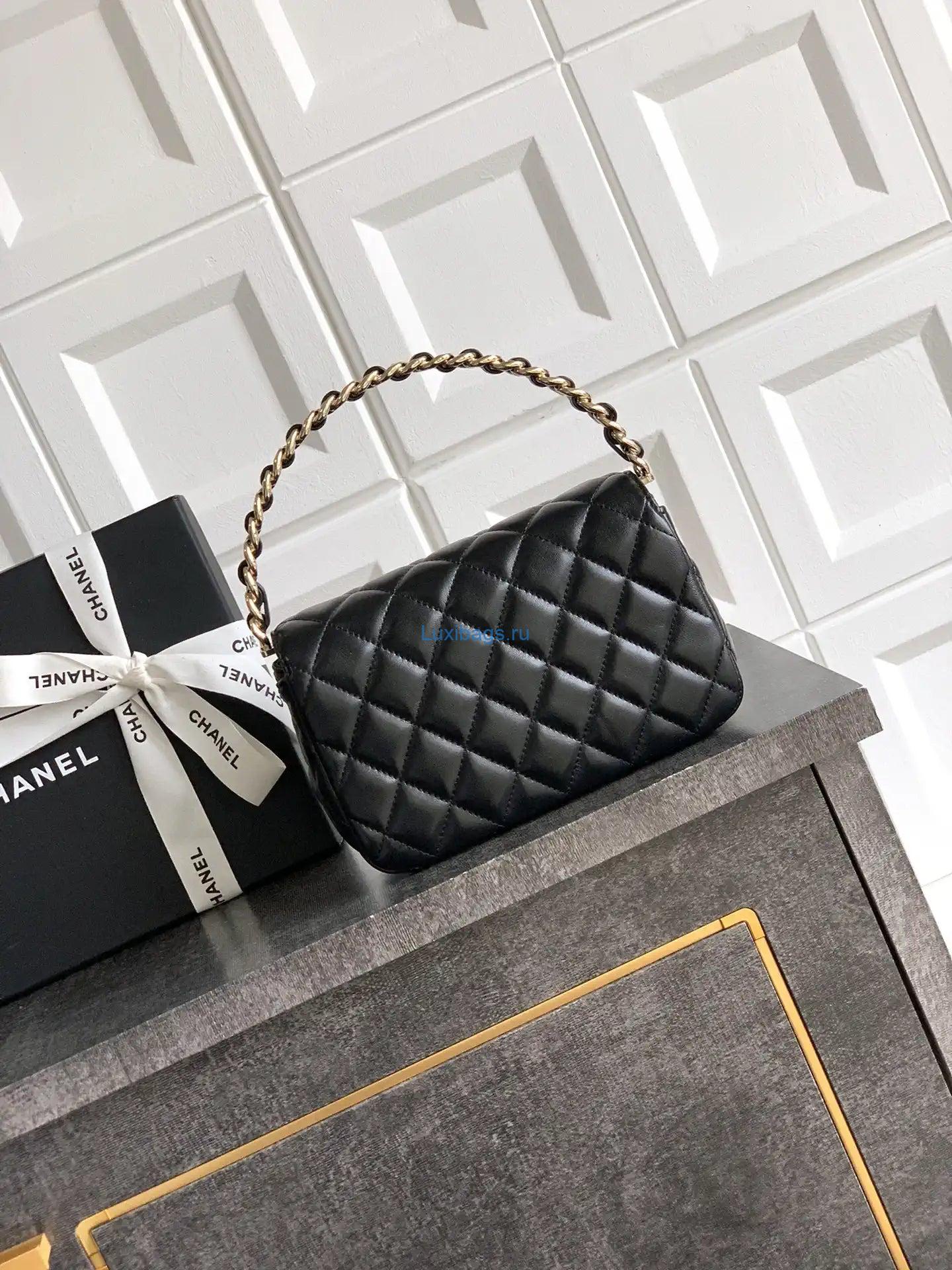 chanel evening with handle bag lambskin as6675 black 2 Chanel Evening with Handle Bag Lambskin AS6675 Black | chanel evening with handle bag patent leather as6675 22