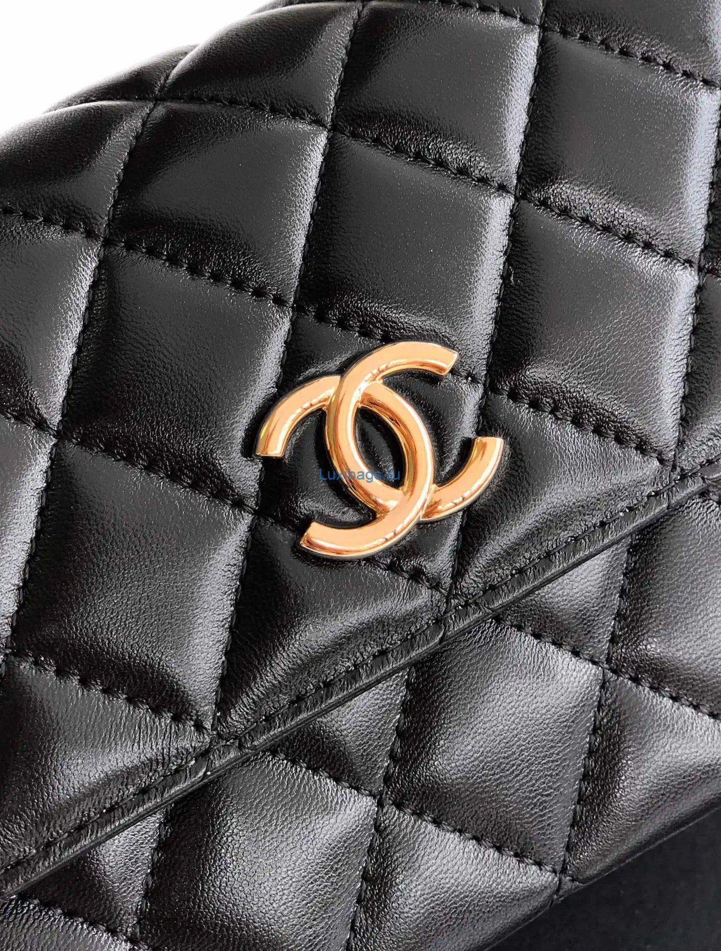 chanel evening with handle bag lambskin as6675 black 5 Chanel Evening with Handle Bag Lambskin AS6675 Black | chanel evening with handle bag patent leather as6675 25