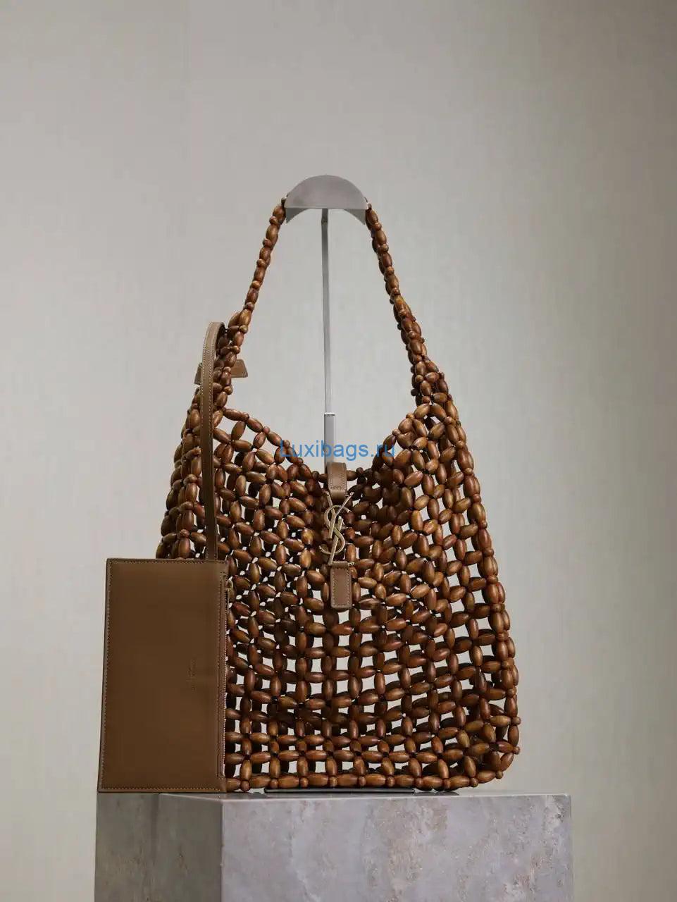 YSL 823807 LE 5 À 7 large in wood beads LIGHT WOOD