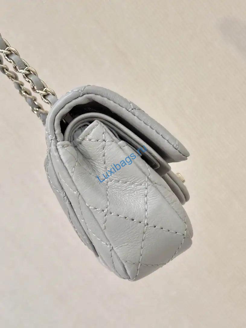 chanel 25a mini flap bag lambskin as4670 gray 4 Chanel 25A Mini Flap Bag Lambskin AS4670 Gray | chanel 25a mini flap bag lambskin as4670 gray 04