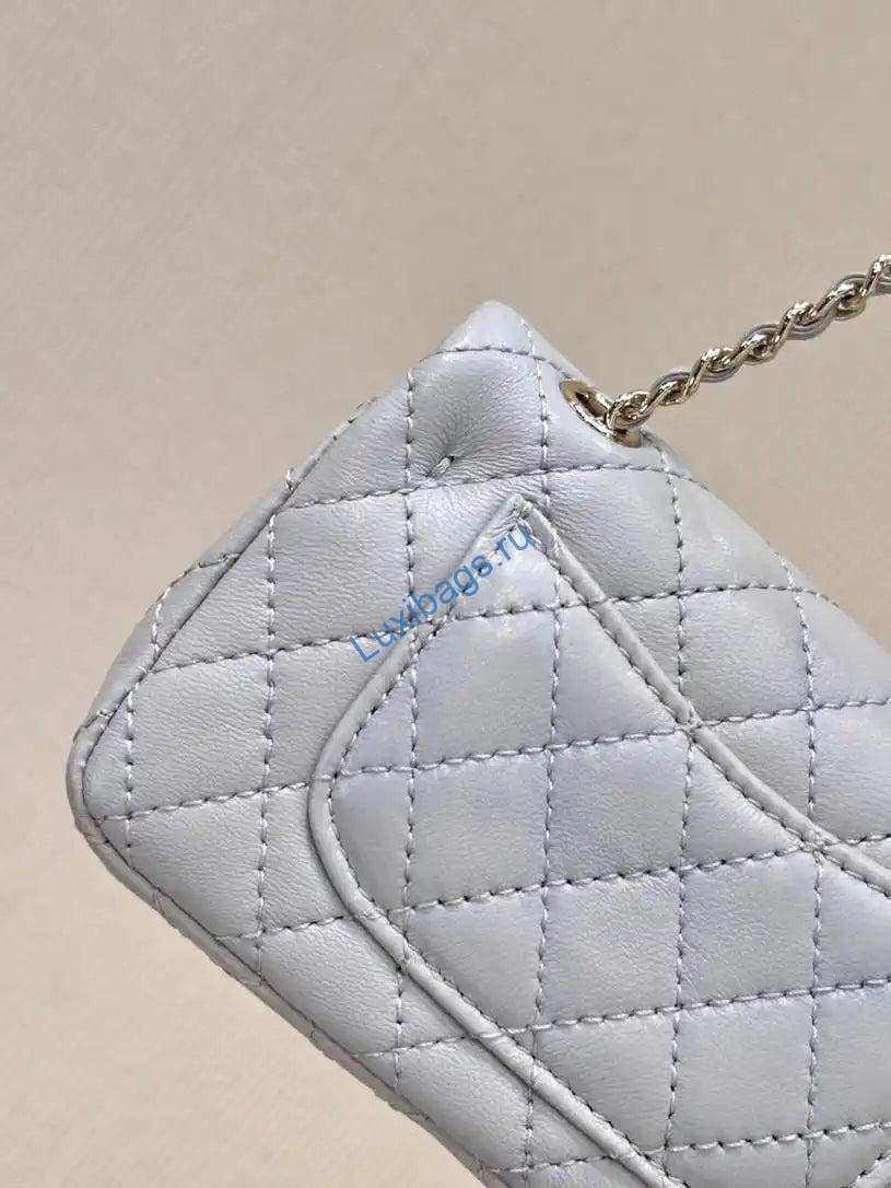chanel 25a mini flap bag lambskin as4670 gray 6 Chanel 25A Mini Flap Bag Lambskin AS4670 Gray | chanel 25a mini flap bag lambskin as4670 gray 06