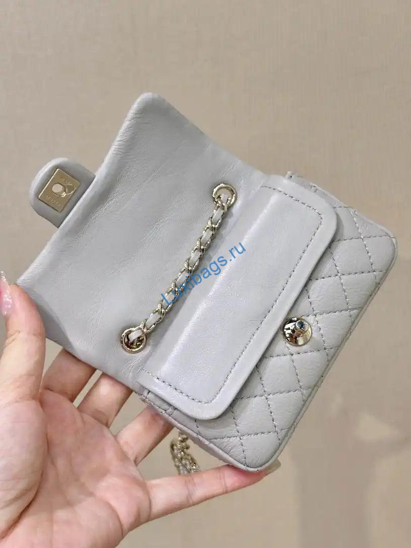 chanel 25a mini flap bag lambskin as4670 gray 7 Chanel 25A Mini Flap Bag Lambskin AS4670 Gray | chanel 25a mini flap bag lambskin as4670 gray 07