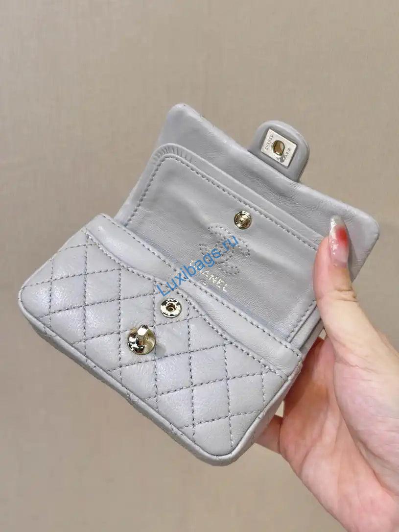Chanel 25A Mini Flap Bag Lambskin AS4670 Gray | chanel 25a mini flap bag lambskin as4670 gray 08
