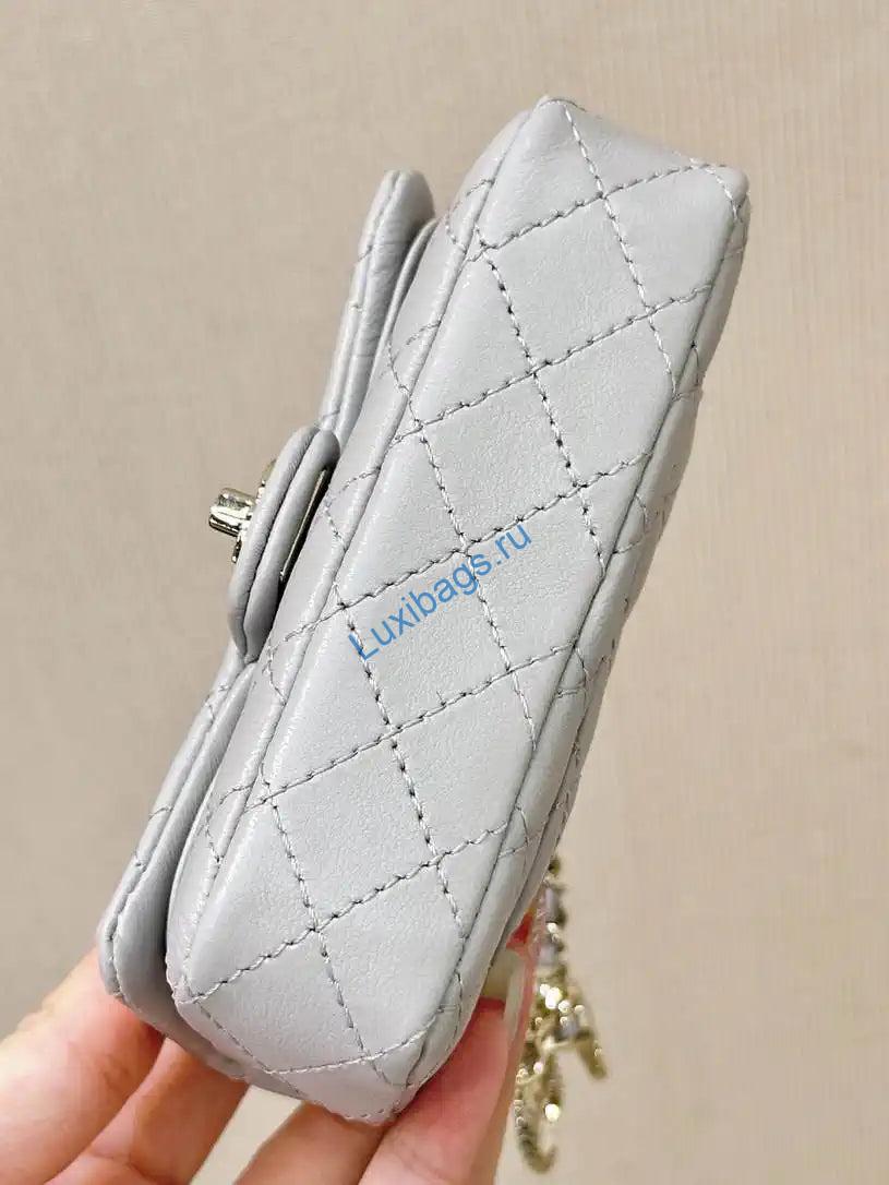 chanel 25a mini flap bag lambskin as4670 gray 9 Chanel 25A Mini Flap Bag Lambskin AS4670 Gray | chanel 25a mini flap bag lambskin as4670 gray 09