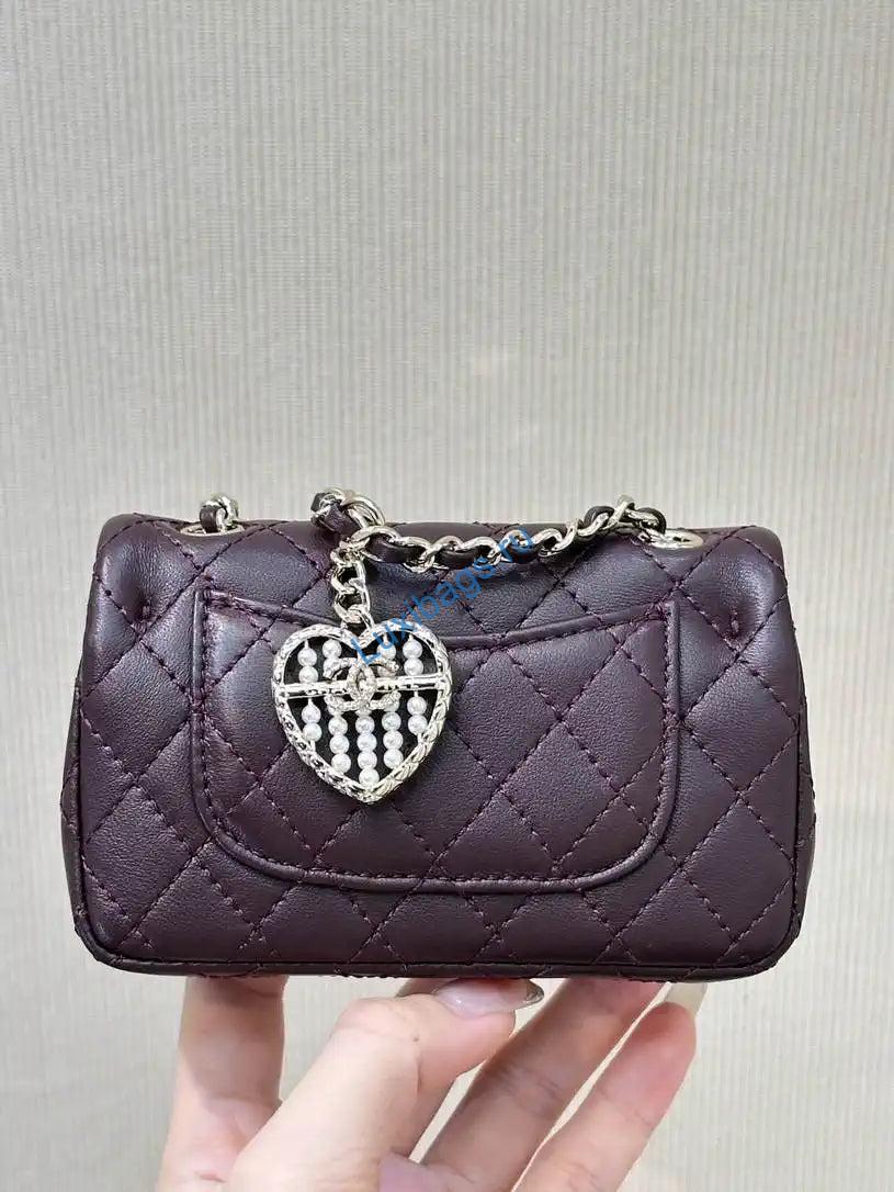 chanel 25a mini flap bag lambskin as4670 wine red 4 Chanel 25A Mini Flap Bag Lambskin AS4670 Wine Red | chanel 25a mini flap bag lambskin as4670 wine red 5