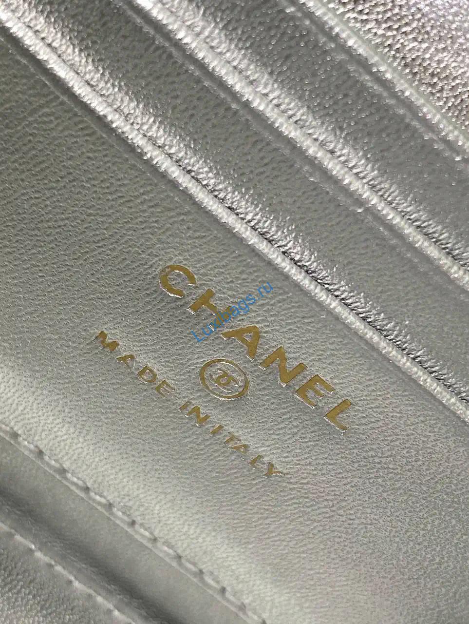 Chanel AP3940 25B Long Vanity with Chain Calfskin Gold-Tone Meta Silver | chanel ap3940 25b long vanity with chain calfskin gold tone meta 54