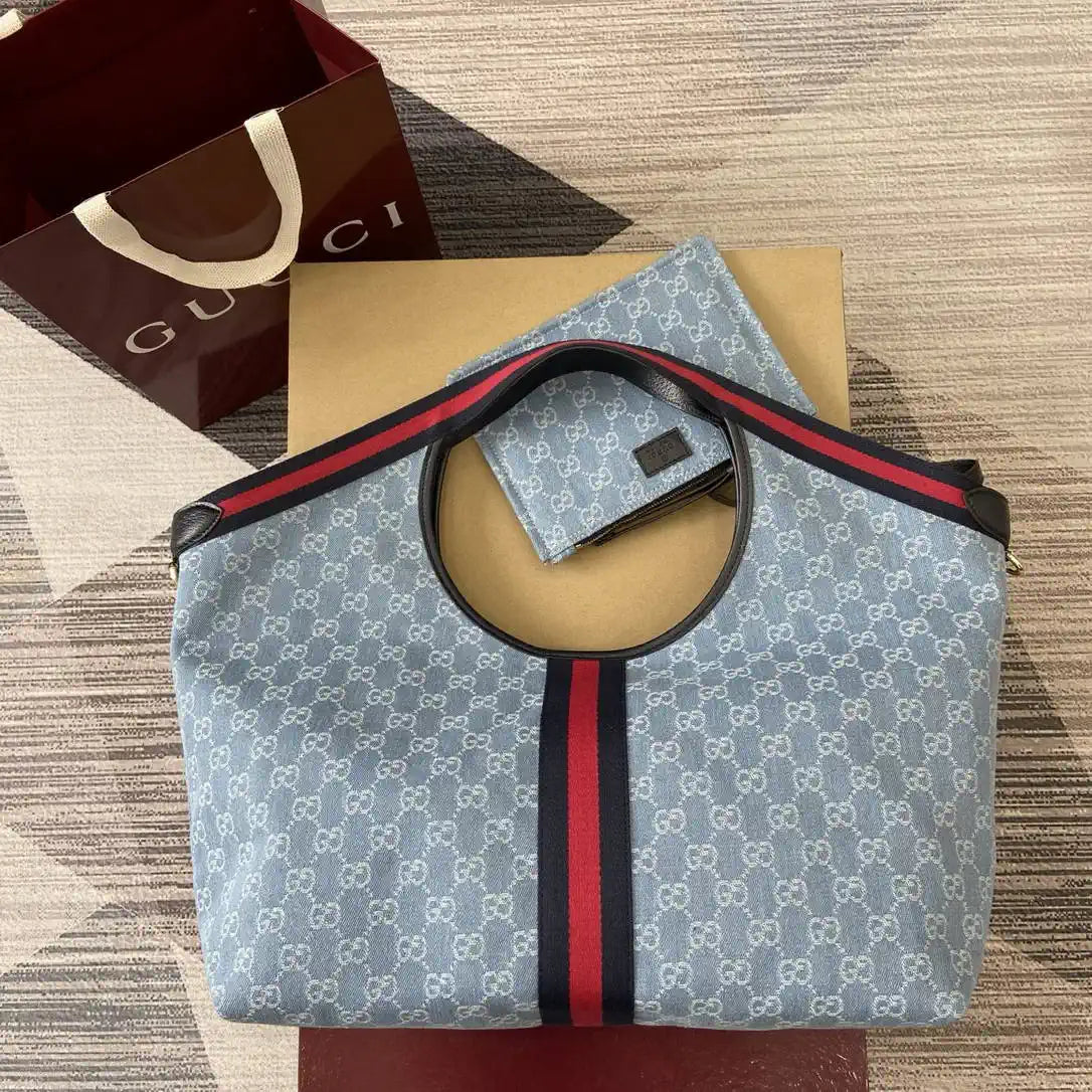 Gucci Giglio large tote bag 853971 Blue & White | gucci giglio large tote bag 853971 blue white 2