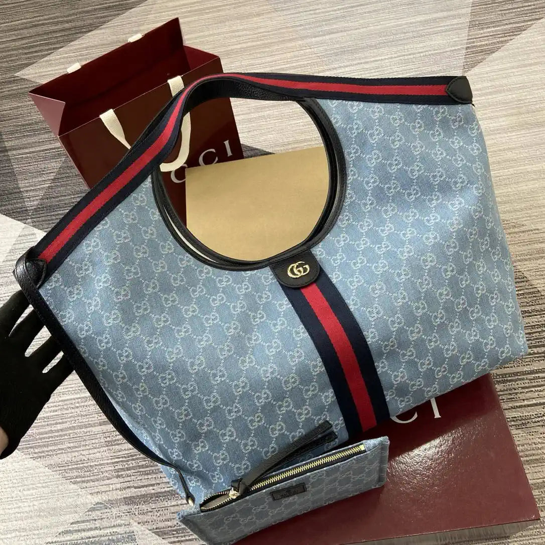 Gucci Giglio large tote bag 853971 Blue & White | gucci giglio large tote bag 853971 blue white 5