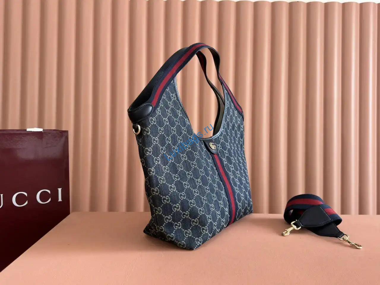 Gucci Giglio Small tote bag 853972 navy Blue | gucci giglio small tote bag 853972 navy blue 03