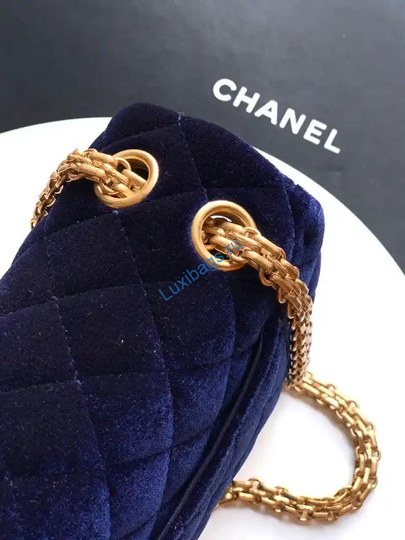 chanel 20cm mini flap bag 25a velvet navy blue as1116 6 Chanel 20CM Mini Flap Bag 25A Velvet Navy Blue AS1116 | chanel 20cm mini flap bag 25a velvet as1116 17