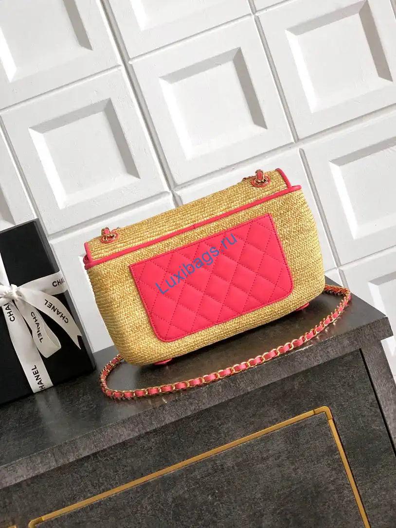Chanel 26C AS5929 Flap Handwoven Raffia Shopping Bag 26cm Red | chanel 26c as5929 flap handwoven raffia shopping bag 26cm red 04
