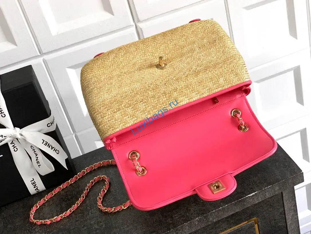 Chanel 26C AS5929 Flap Handwoven Raffia Shopping Bag 26cm Red | chanel 26c as5929 flap handwoven raffia shopping bag 26cm red 06