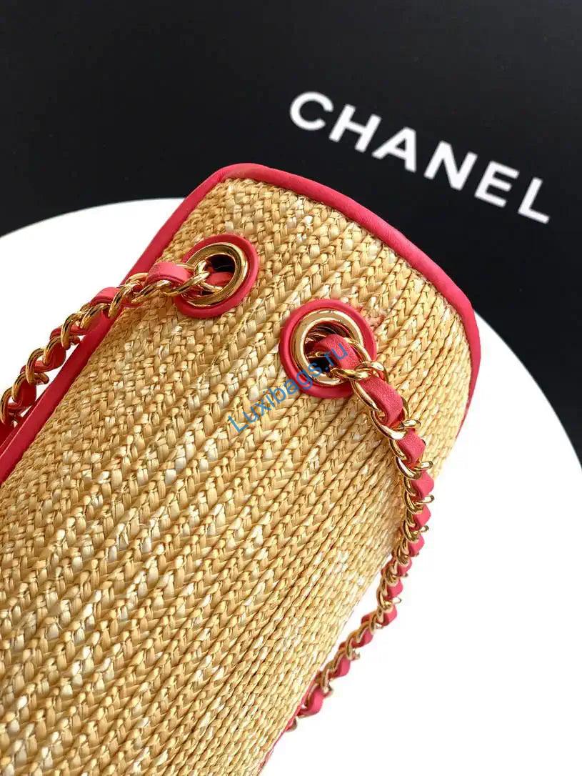 Chanel 26C AS5929 Flap Handwoven Raffia Shopping Bag 26cm Red | chanel 26c as5929 flap handwoven raffia shopping bag 26cm red 08