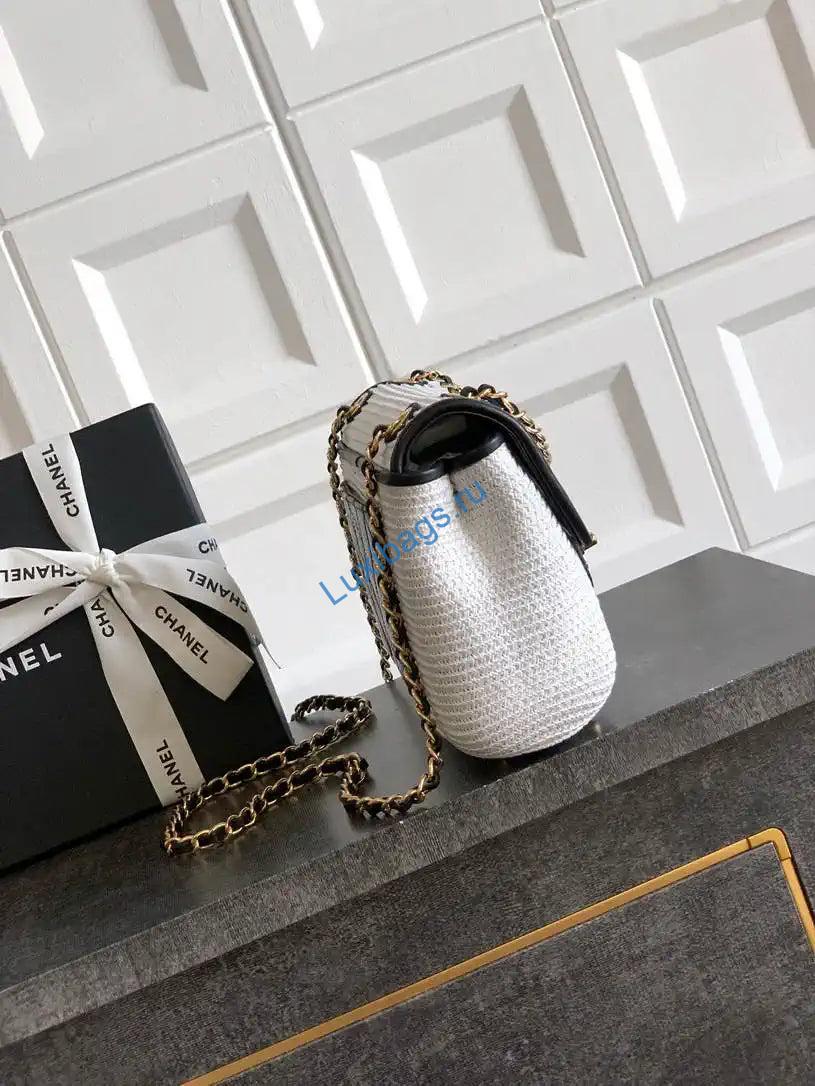 Chanel 26C AS5929 Flap Handwoven Raffia Shopping Bag 26cm White | chanel 26c as5929 flap handwoven raffia shopping bag 26cm white 02
